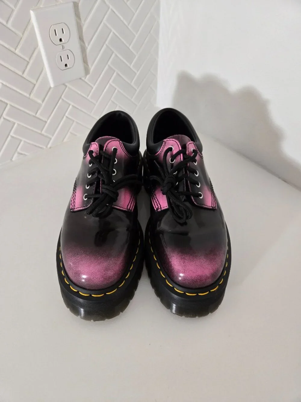 Dr Martens 8053 Quad Black&Pink Arcadia UK7 US Women's 9 Platform Padded Collar